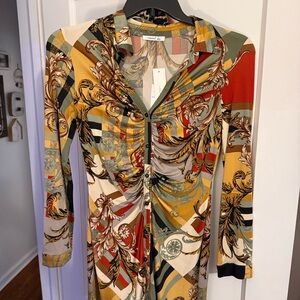 Elegant Long Sleeve Multicolor Dress